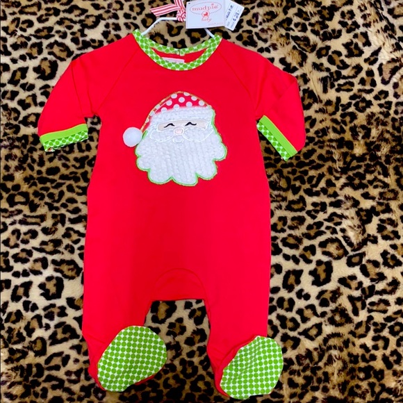 Mud Pie Baby Boy Christmas Santa Sleeper Onesie - Picture 1 of 5